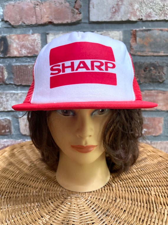 Vintage Sharp red mesh trucker SnapBack hat - image 2