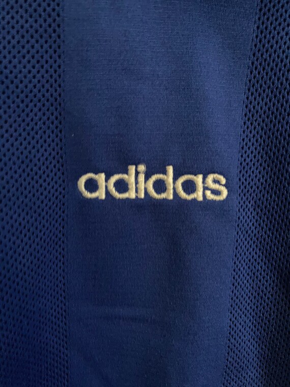 Vintage 80s/90s Adidas blue collared 3 stripe soc… - image 4