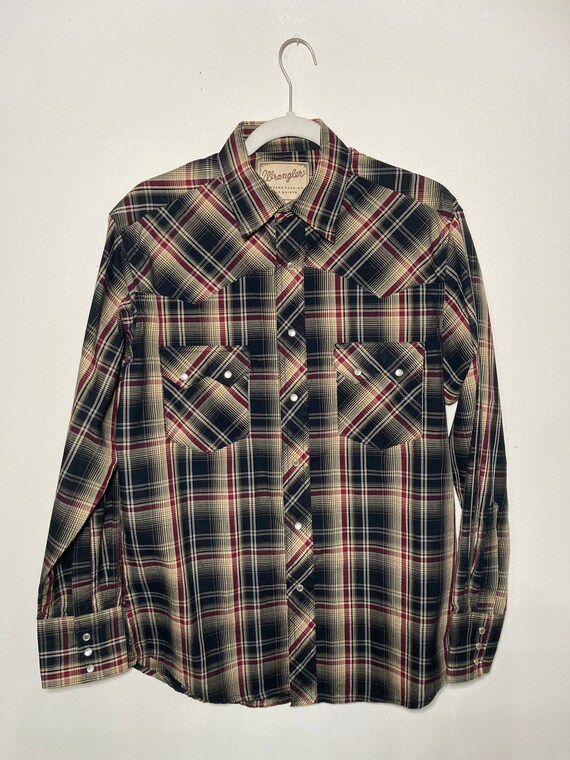 Wrangler Black and Maroon Plaid Western Fashion Snap Shirt - Etsy