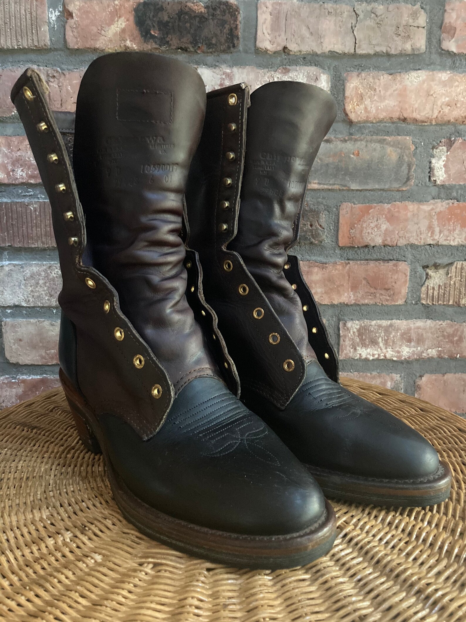 Vintage Chippewa 29408 Black Bay Apache Packer Work Boots Size Etsy