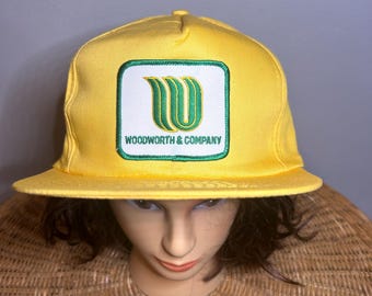 Vintage Woodworth & Company Yellow Snapback Trucker Hat