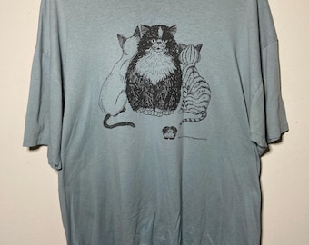Vintage Cats Madison County Humane Society Adult XL Single Stitch Crewneck Tshirt