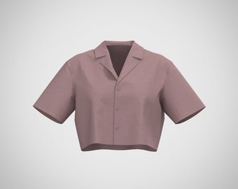 Cropped Camp Collar Shirt - Patron de couture - Téléchargement numérique PDF