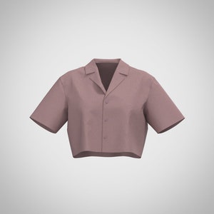 Cropped Camp Collar Shirt - Sewing Pattern - PDF Digital Download