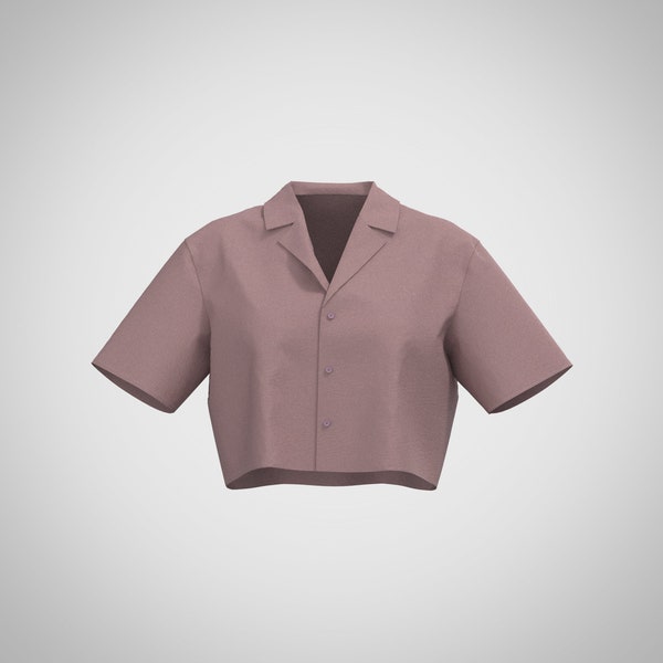 Cropped Camp Collar Shirt - Sewing Pattern - PDF Digital Download