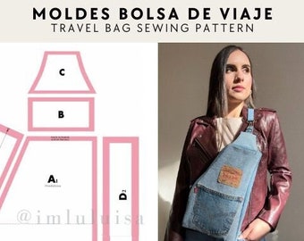 Travel Bag Sewing Pattern - Moldes para Bolsa de Viaje Jeans
