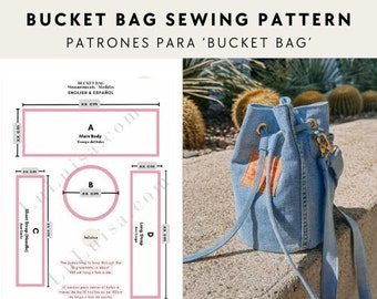 Upcycled Bucket Bag Sewing Pattern / Moldes Para Bucket Bag de Jeans
