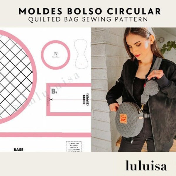 Patron de couture pour sac rond matelassé - Moldes Para Bolso Circular