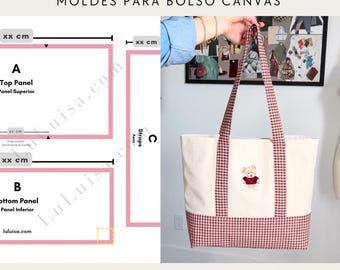 Canvas Beach Tote Bag Measurements for Sewing Pattern / Medidas Para Bolso Plata