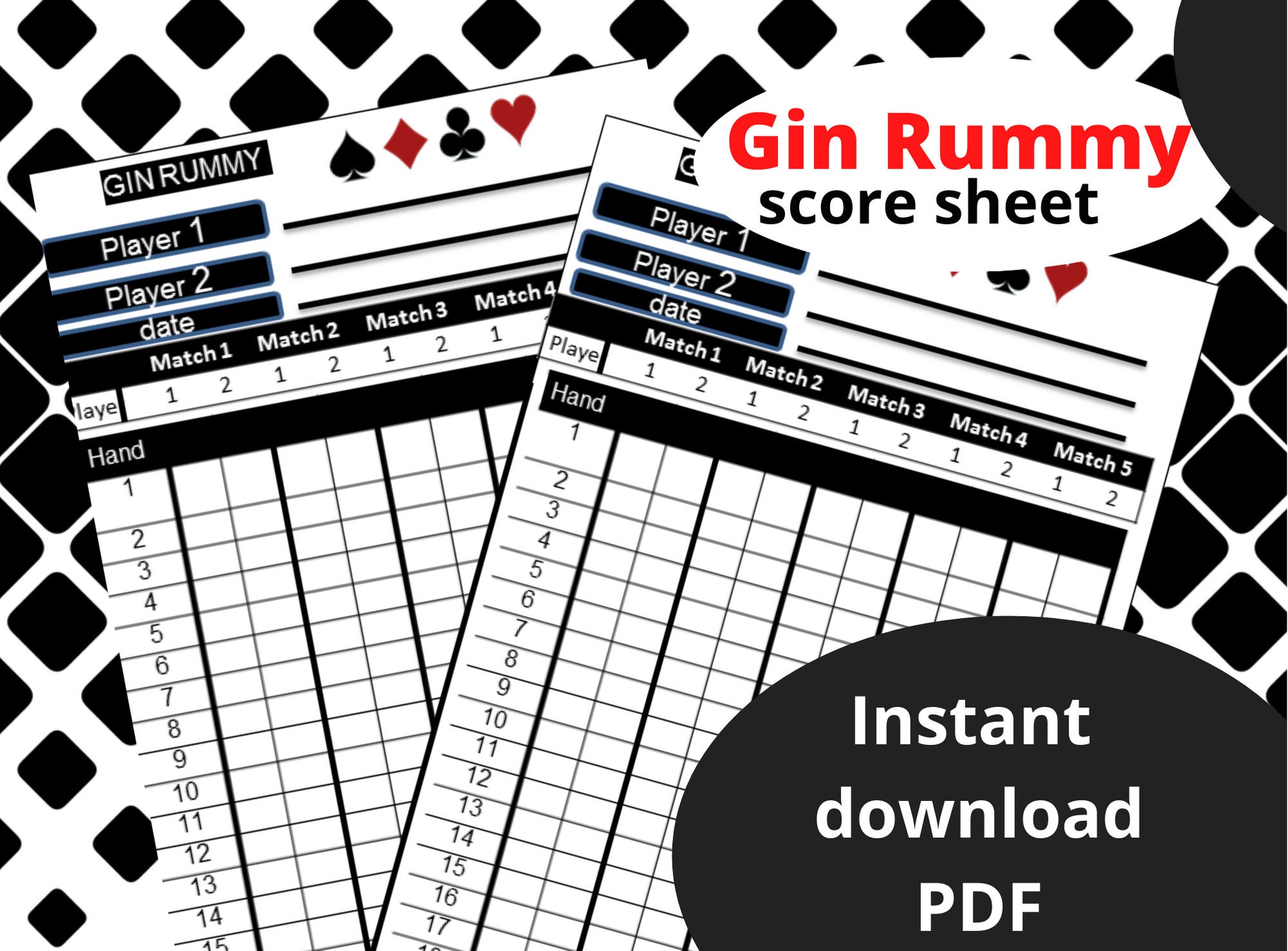 Printable Rummy Score Sheets