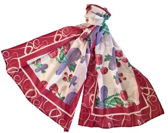 Sciarpa in chiffon con foto di fiori personalizzati - il tuo disegno di bouquet di fiori - regalo originale - sciarpe personalizzate