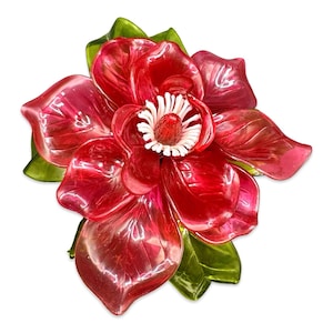 Beautiful Vintage Joseph Markovits Wine Red Lucite Plastic Artificial Flower