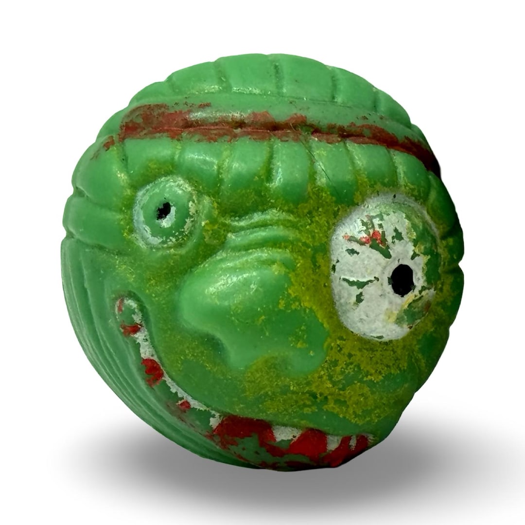 Vintage 90s Mad Ball KO Green Monster Face Painted Creepy Zombie