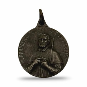 Vintage Catholic Silver Saint Ignatius Francis Religious Medal Pendant Faith