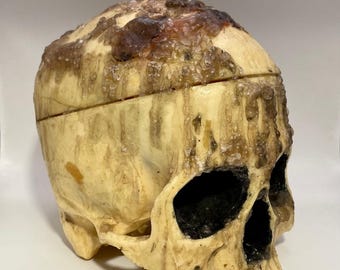 RARO Vintage Único Espeluznante Realista Cráneo Humano Accesorio Decoración Rareza Horror