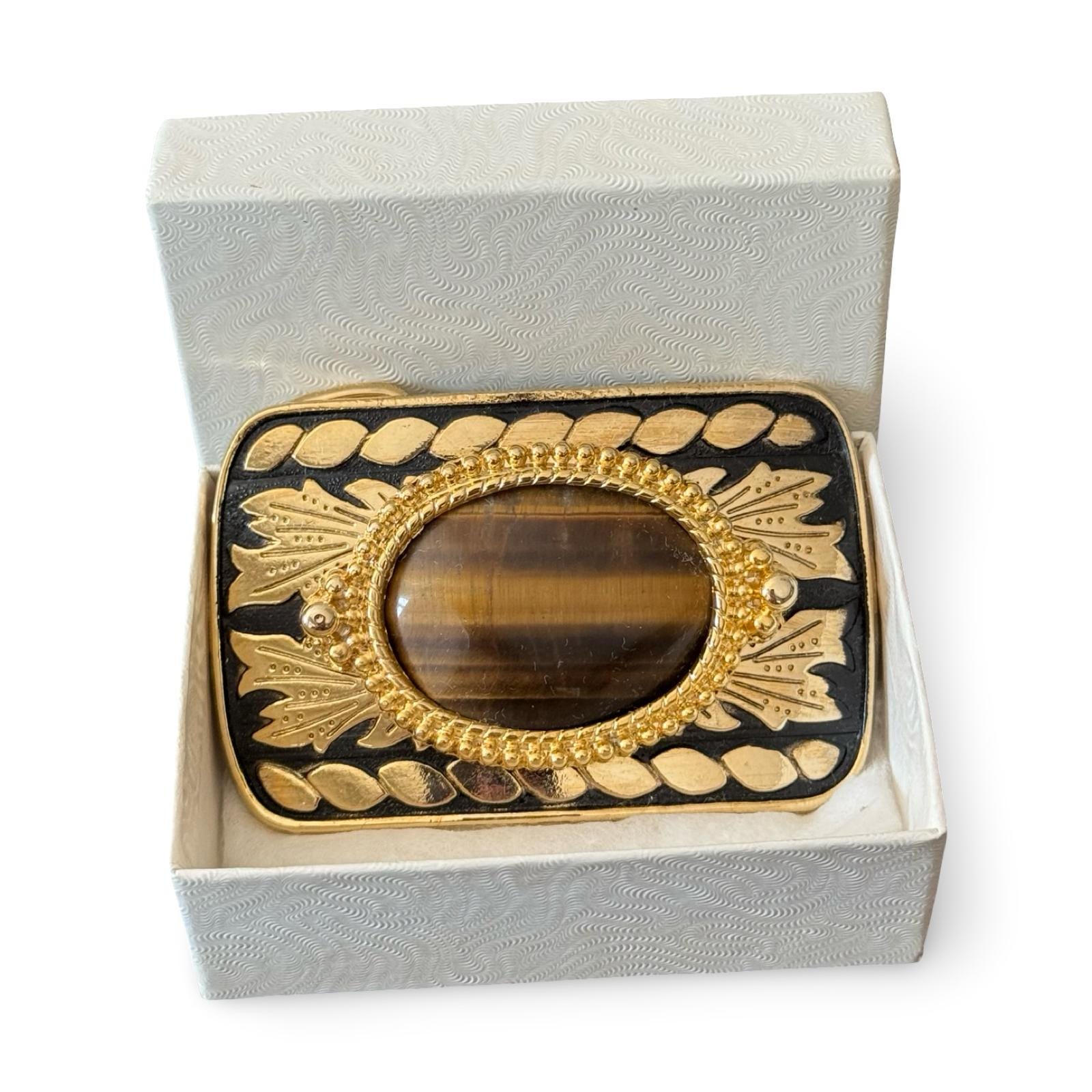 Vantage Western Tiger\'s Eyes Ornate Etched Gold Metallic Tone Belt Buckle Tigers Eye Belt Buckle : Antique Gold or Silver Western  main image 2