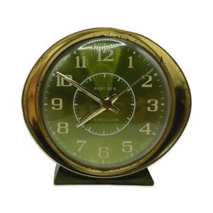 Rare Vintage 70s Green Westclox Baby Ben Sweep Desk Alarm Clock Wind Up