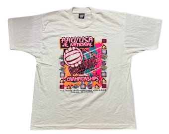 ビンテージレアUSA VOLLEYBALL CHAMPIONSHIPS T XL Vintage 80s USA Volleyball Olympics Long Sleeved Shirt - X-SMALL