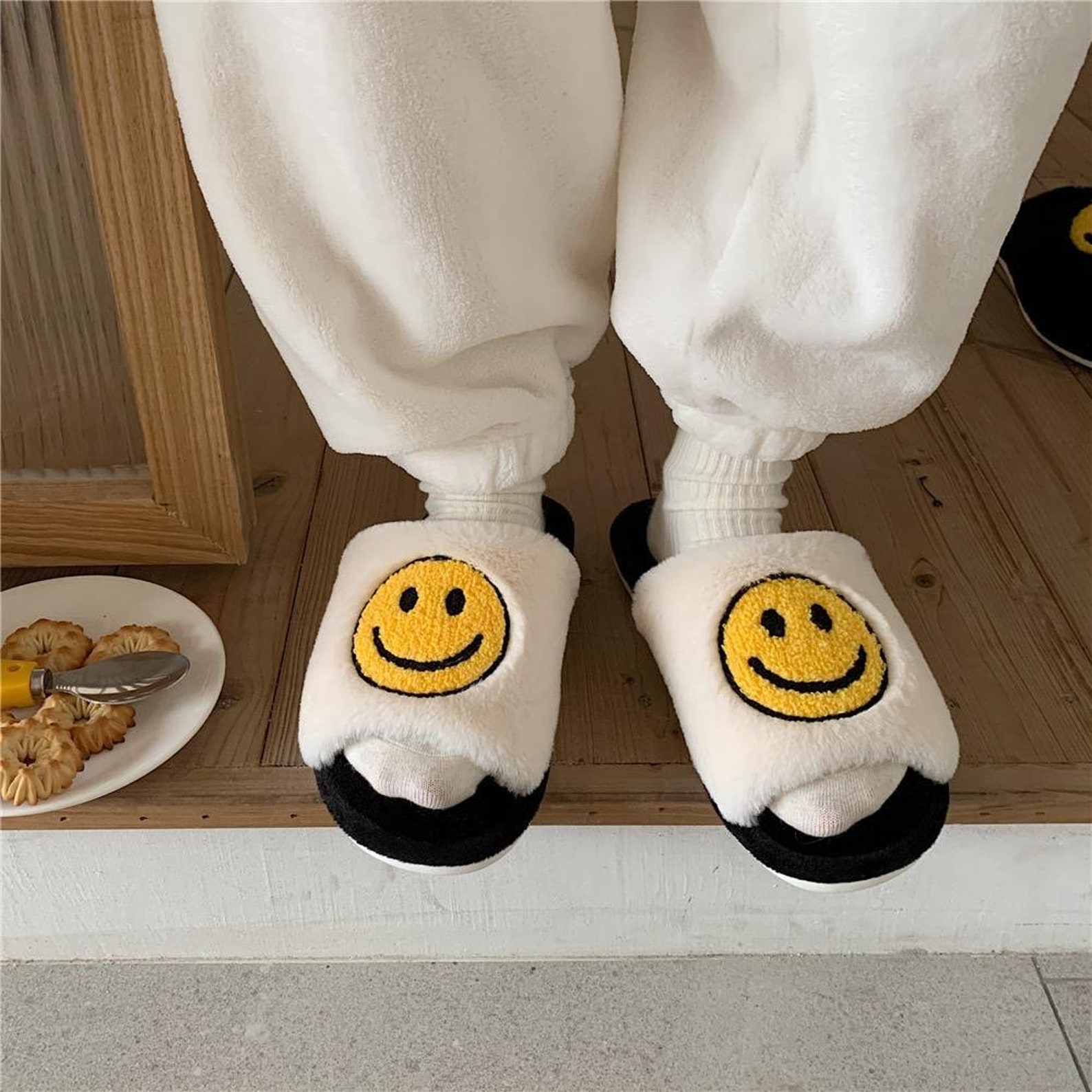 Smile Slippers/ Happy Face Slippers/ Indoor Slippers/ Etsy
