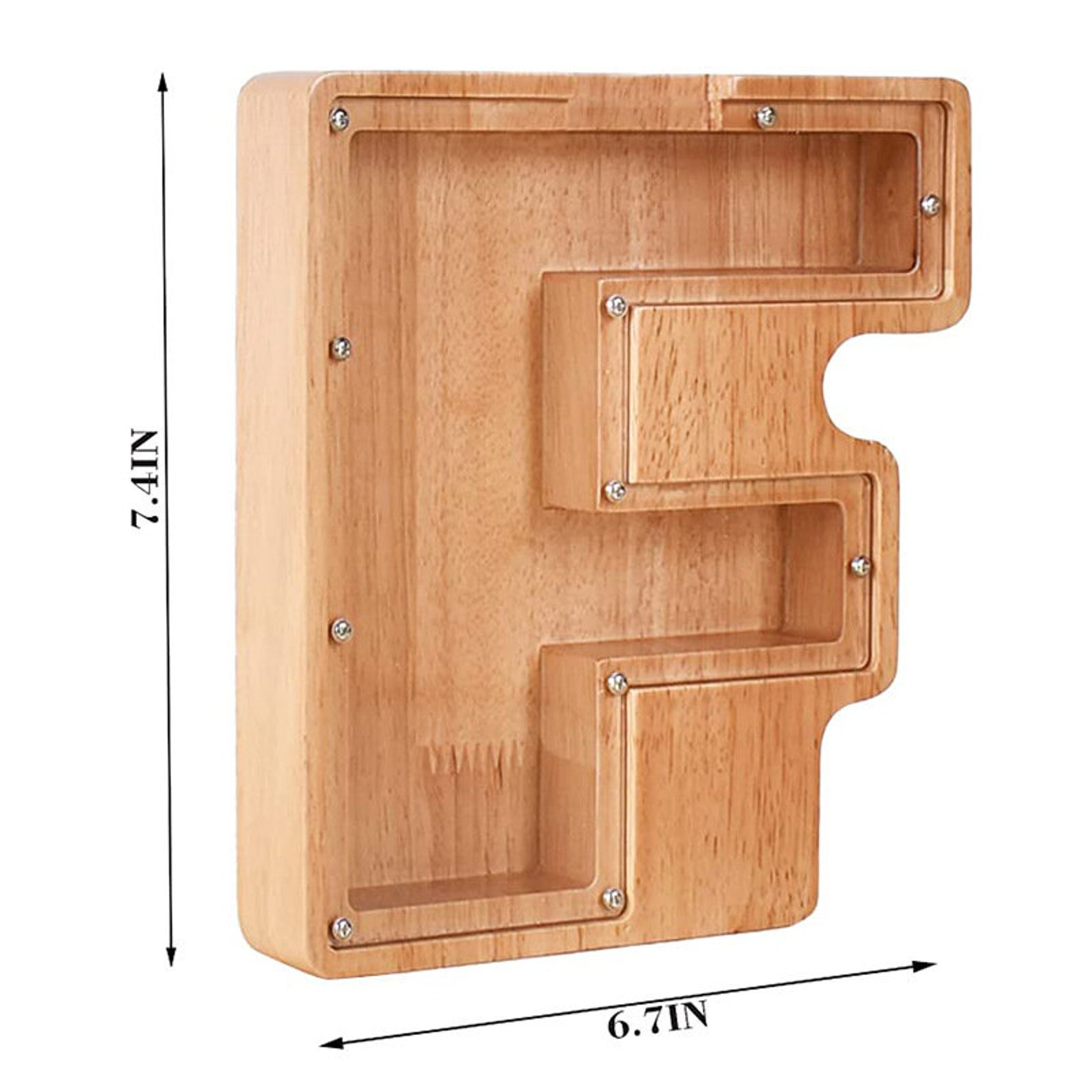 Crefun Large Wooden Letter Piggy Bank - 9.1 Inch, Customizable With Stickers, For Kids & Adults