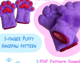 Five finger Puffy Fursuit Paw Pattern- PDF download
