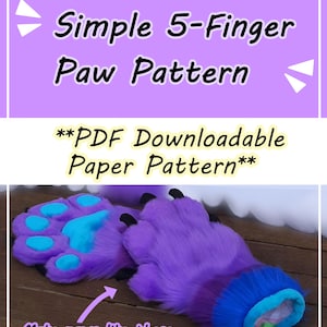 Semplice modello di zampa a 5 dita per fursuit e cosplay, download digitale