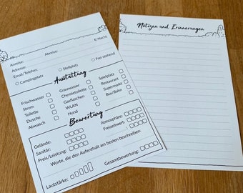 Camping logbook (loose pages)