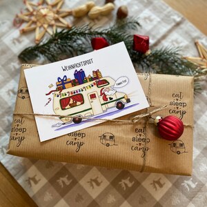 Weihnachtspost Postkarte mit Weihnachtsmann im Wohnmobil