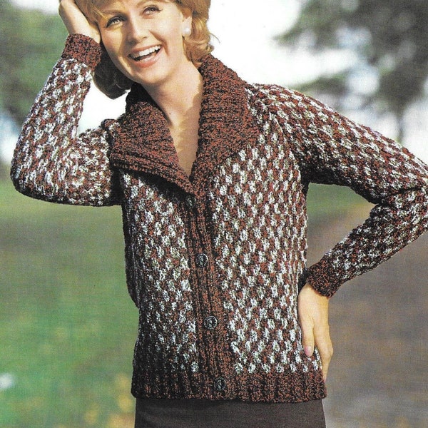 Ladies Jacket / Vintage Knitting Pattern / Womens Girls Cardigan / 34-38" / PDF Instant Download / Patons Glenora