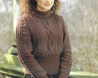 Womens Textured Sweater PDF Knitting Pattern • Vintage Jumper • 32-38" • PDF Instant Download