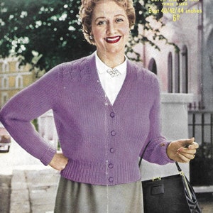 Womens Cardigan / Knitting Pattern Vintage / Ladies, Girls / 40-44" / PDF Instant Download / Super Fast to Knit / Sirdar Wool / 110
