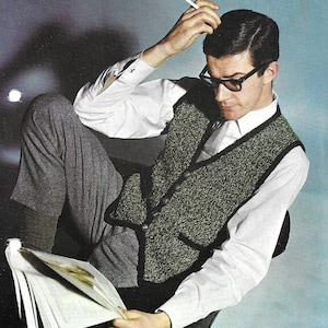 Mens Waistcoat • PDF Knitting Pattern Vintage 1960s • 38-42" • PDF Instant Download • Patons Glenora DK