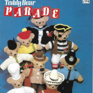 Teddy Bear Parade Knitting & Crochet Pattern Book • Father Christmas, Policeman, Fireman, Clown etc • PDF Instant Download / 136