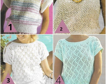 4 X Womens Summer Tops Knitting Patterns • Ladies Sweaters