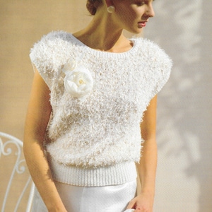 Ladies Short Sleeved Top Knitting Pattern Vintage 1980s • Womens Summer Sweater Easy to Knit • 30-40&quot; • Patons Freesia 3805 / (247)