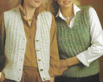 Womens Waistcoat & Slipover Vintage Knitting Pattern • Vest, Gilet, Sleeveless Top 32-38" • PDF Download • Lister-Lee • 1713