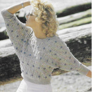 Frauen Fledermauspullover Vintage Strickmuster • 32-38&quot; • PDF Download • Lister-Lee 4 Ply • K1813
