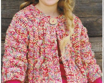 Vintage Knitting Pattern, Cardigan/Waistcoat Children, Ages 6-13, PDF Instant Digital Download, Super Chunky