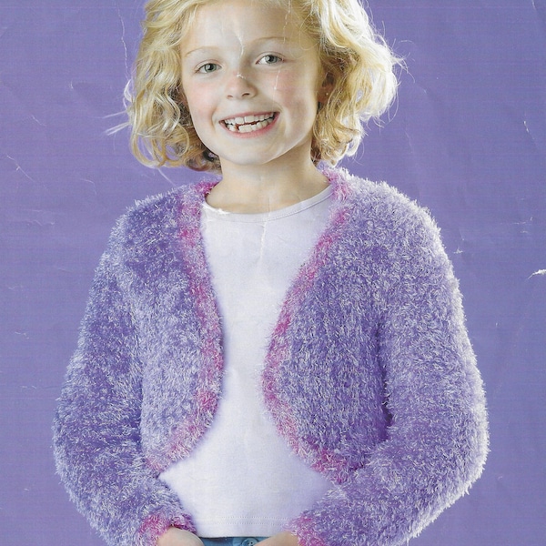 Girls Bolero Knitting Pattern PDF, 4 to 11 years, Childs Cape, Shrug, Top, Vintage Pattern, Wendy Jazz Yarn, 5082, Instant Download