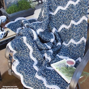 Afghan Throw Crochet Pattern PDF • Ripple Blanket, Rug, Tapestry • 44 x 57" • Easy Pattern • PDF Instant Download