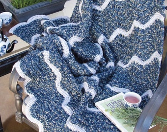 Afghan Throw Crochet Pattern PDF • Ripple Blanket, Rug, Tapestry • 44 x 57" • Easy Pattern • PDF Instant Download