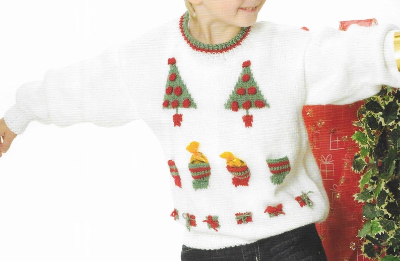 Childrens Christmas Sweater Knitting Pattern Boys Girls Etsy UK