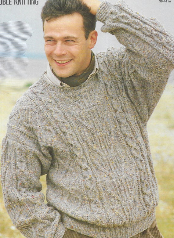 Mens Sweater Knitting Pattern • Textured Jumper • 36-44