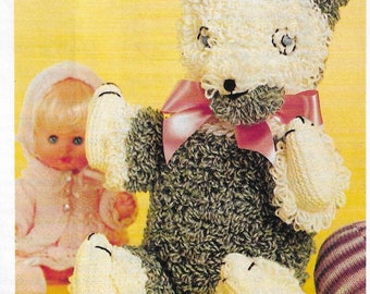 Cuddly Bear Cub Vintage Knitting Pattern • 14.5" tall • Toy, Teddy • Patons DK • PDF Instant Download