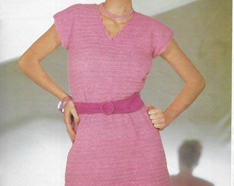 Ladies Dress Vintage Crochet Pattern • Girls, Womens Frock • 32-42" • Robin 4 Ply • PDF Instant Download