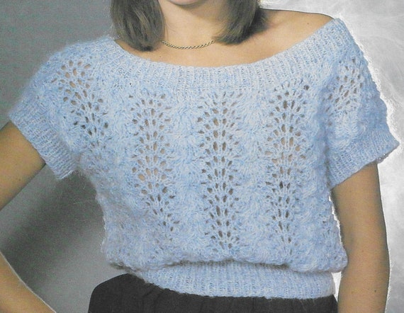 Ladies Short Sleeved Top Knitting Pattern Vintage • Womens Summer