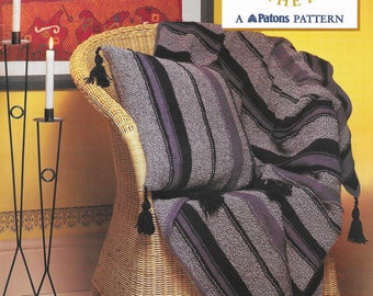 Throw and Cushion Cover Knitting Pattern, PDF, 18" x 18", Vintage, Patons Textured Aran, With Wool Aran, 2133
