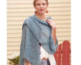 Raindrops Broomstick Lace Shawl, Shrug Vintage Crochet Pattern • 26 x 62" • PDF Instant Download
