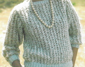 Vintage Knitting Pattern PDF – Lady’s Lacy Sweater - 30-44 ins (Digital Download Only)