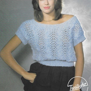 Ladies Short Sleeved Top Knitting Pattern Vintage • Womens Summer Sweater • 28-40&quot; • PDF Instant Download • Hayfield 2461 / (245)